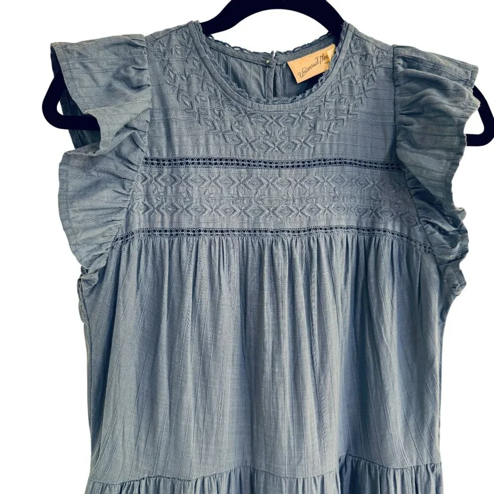 Universal Thread Women's Blue 100% Cotton Sleeveless Tiered Maxi Sundress XS - Picture 3 of 6